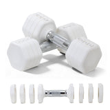 Adjustable Dumbbell Set of 2 Total 20 Lbs 4-in-1 Each 4lb 6lb 8lb 10lb 1s-Adjust Dual-Stable Free Weights for Women Men Home Gym Outdoor Workouts (White [20LBS Total])