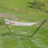 Sunnydaze Rope Hammock with Stand for Outside- 275-Pound Capacity - Includes 12-Foot Hammock Stand, Spreader Bar, Pad, and Pillow - Desert Stripe