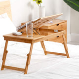 Laptop Stand Lap Desk Table with Adjustable Leg Flower Pattern Foldable Breakfast Serving