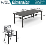 PHI VILLA 9 Pcs Outdoor Dining Set, 83" Metal Table & Stackable Chairs