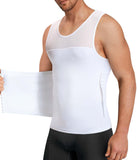 Men Body Shaper Slimming Vest Tight Tank Top Compression Shirt Tummy Control Underwear Moobs Binder (White, S)