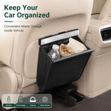DEQNBNVF Car Trash Bag Holder for Volkswagen CC 2010-2017, Magnetic Car Garbage Bin with PU Leather Space Saving Holder, Magnetic Closure, Backseat Door Mount Organizer,A Beige