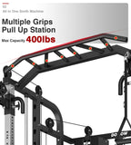 DONOW Smith Machine with Weight Stacks, Power Cage Home Gym System with LAT Pulldown Cable Crossover Multi-Functional Trainer with Dual Pulley System with Weight Bench Cast Iron Weight Plates 240lbs