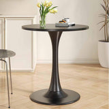 Slish Round Dining Table for 2-6, Black Metal Top & Legs, Versatile Small Table for Dining Rooms, Kitchens & Cafés - & Modern Design for Any Space