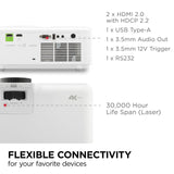 ViewSonic LX700-4K UHD 3500 Lumens Laser Projector Designed for Xbox with 4.2ms Response Time