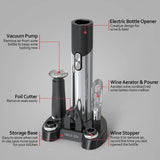 CIRCLE JOY Electric Wine Opener Set Automatic Wine Opener Kit for Wine and Beer Cordless Electric Wine Bottle Openers Gift Set with Foil Cutter, Aerator Pourer, Vacuum Pump and 2 Wine Stoppers