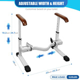 FSA/HSA Eligible Toilet Safety Rails for Elderly with Solid Wood Handles, Adjustable Height & Width, Heavy Duty Thickened Toilet Safety Frame, 520 LBS Capacity, Handles for Disabled & Seniors