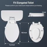 BIGCOW Raised Toilet Seat with Bidet - Elongated, Soft Close, 3" Height - Dual Nozzle (Frontal & Rear Wash) with Adjustable Cold Water Pressure and Stainless Steel Inlet (Elongated)