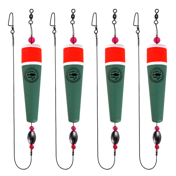 Fishing Floats Rigs Popping Corks for Saltwater Rattle Weighted Bobbers Fishing Tackle (4pcs, 5 in, Green) BUBBLE FISHING