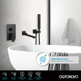 gotonovo Wall Mounted Bathtub Faucet with Hand Held Sprayer,Tub Shower Faucet Set,Single Handle Bathroom Shower System Mixer for Tub,Rough-In Valve Included Swivel Tub Spout Matte Black