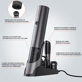 CIRCLE JOY Rechargeable Electric Wine Bottle Opener Set 7-in-1 Aluminum Alloy Wine Gift Set with 2-in-1 Electric Corkscrew & Vacuum Pump, Foil Cutter, Wine Pourer, Charging Base and 2 Wine Stoppers