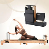 Pilates Reformer, PAETA 92" Wooden Pilates Reformer Machine with Springs