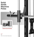 DONOW Smith Machine with Weight Stacks, Multi Function Home Gym System Training Power Cage Squat Rack Dual Cable Crossover Machine All in One