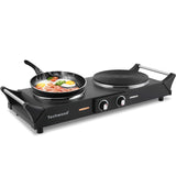 1800W Hot Plate Portable Electric Stove Countertop Double Burner | 7.5” Cooktop for RV/Home/Camp, Compatible for All Cookware Techwood