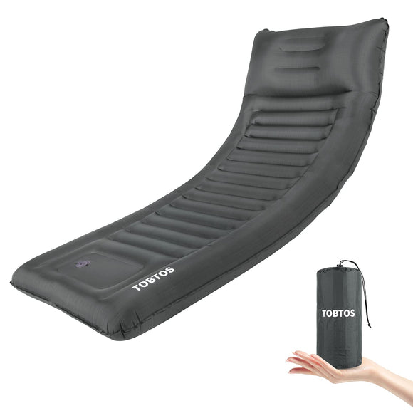 Inflatable Camping Sleeping Pad with Pillow, Thick 6 Inch Ultralight Sleeping Pad with Built-in Pump (Grey) TOBTOS