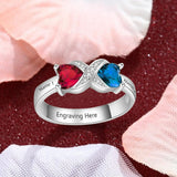 Oseew Mothers rings with 2 birthstones 10k gold mothers ring 2 birthstones real white gold personalized mothers ring 10k gold Mother daughter Ring 10k Gold