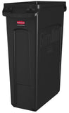 Rubbermaid Commercial Products Slim Jim Plastic Rectangular Trash/Garbage Can With Venting Channels, 23 Gal, Black, for Kitchen/Office/Workspace Rubbermaid Commercial Products