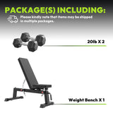 HANDBODE Adjustable Weight Bench for Full Body Workout, 1300 lb Weight Capacity Bench Press Bench of Home Gym Strength Training, Incline Upright Flat Utility Workout Bench with 20 lb Dumbbells