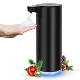 LAOPAO Automatic Soap Dispenser Foaming: Rechargeable Touchless Soap Dispenser Stainless Steel Foam Soap Dispenser for Bathroom Hand Soap Pump for Kitchen Xmas Gift, 9oz, Black