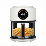 4.7QT Glass Air Fryer, 360° Viewable Glass Air Fryer Non Toxic, 6-IN-1 Preset Cook Modes, Digital Display, and More, White