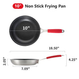 Agerma 10-Inch Nonstick Frying Pan, Tri-Ply Stainless Steel Skillet with Reinforced Coating, Detachable Handle with Silicone Sleeve, Dishwasher and Oven Safe, Induction Compatible,Woks & Stir-Fry Pans