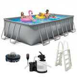 CaliFun Soft Sided Frame Pool Durable and Spacious Above Ground Pool Package with Highend Pump and Filter Equipment Set, Heavy-Duty 30 Mil Liner (10' x 18' Rectangle)
