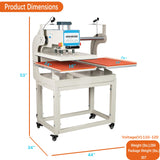 Heat Press Machine Auto Sliding & Up-Open, Industrial Heat Transfer Double Station Automatic Press with Infrared Positioning for T-Shirt