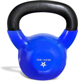 Yes4All 15 lb Kettlebell Weight Vinyl Coated Cast Iron for Dumbbell Weights Exercises, Gym, Fitness, Full Body Workout Equipment Push up, Grip and Strength Training, Blue Yes4All