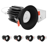 LUXRITE 3 Inch LED Regressed Canless Spotlight + Round Black Interchangeable Trim, 5CCT 2700K-5000K, Twist N' Lock, Recessed Lighting, 15W, 1250LM, CRI90, Dimmable, 38° Beam, IC & Wet Rated (6 Pack)