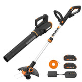 Worx 20V 12" Cordless String Trimmer & 360 CFM Leaf Blower Combo, 2 Batteries & Charger Included, WG928