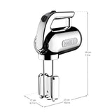 Dualit Hand Mixer - 300W- Strong Grip Handle - Attachments Included - Integral Plug Storage - 4 Speed Settings - Repairable gears - Flat Beaters, Dough Hooks, Balloon Whisk