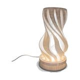 MAKER 3D Twist Spiral Table Lamp in White - Handmade 3D Printed Shadow Projection Night Light, Dimmable USB LED Bedside Accent Lamp for Bedroom, Nursery and Office Desk Decor