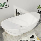 Mokleba 67" Lucite Acrylic Freestanding Bathtub, Double Slipper Shape Contemporary Soaking Tub with Toe-tap Chrome Drain, Slotted Overflow, cUPC Certified, Glossy White