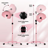 Professional Hooded Hair Dryer Pink,Stand Hair Dryer Bonnet with 3 Temperature Settings,Height Adjustable Sit Under Dryer on Wheels