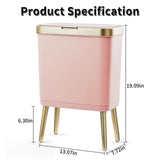 Procade 2Pack 4 Gallon Gold Bathroom Trash Can,White and Pink Garbage Cans