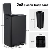 Aptliton 16 Gallon Black Dual Compartment Kitchen Trash Can & Recycling Bin
