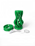 MAKER 3D Twist Spiral Table Lamp in Grass Green - Handmade 3D Printed Shadow Projection Night Light, Dimmable USB LED Bedside Accent Lamp for Bedroom, Nursery and Office Desk Decor