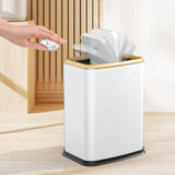 Trash Can with Swing Lid, Rustproof Stainless Steel Small Garbage Can for Narrow Spaces & Toilet Side