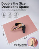 Large Yoga Mat (75 * 52 * 1/2inch),Extra Wide TPE Exercise Mat,Non-Slip Workout Mat for Home Gym Studio with Strap and Towel (Pink, 75 * 52 * 1/2inch)