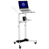 Mobile 24 x 16 inch Lectern Podium, Height Adjustable Steel Rolling Laptop Cart on Wheels