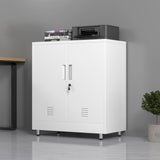 JINGUR Metal Storage Cabinet with Locking Doors and Adjustable Shelf, Small Lockable Sideboard Buffet Cabinet for Home Office Hallway Entryway Living Dining Room (White) JINGUR