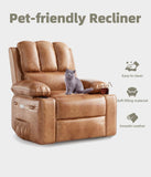 Garvee 22" Power Recliner Chair for Adults with Massage and Heat 360° Swivel Oversized Leather Recliner Chair Large Seat Width with USB Ports & Side Pockets for Living Room Bedroom, Two-Tone Retro