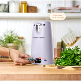 Electric Can Opener, Auto-Turn, Knife Sharpener, Bottle Opener, Easy-Clean, Corded, One-Touch, Stainless Steel Blade (Lavender)
