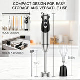 Megawise High-Power Hand Blender – 400W Max Power with Versatile 3-in-1 Attachments (Blending Shaft, Whisk, Chopper); Ergonomic Design with Adjustable Speed Control; Easy to Clean and Maintain (Black)