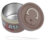 Fishing Bait Container, Insulated Stainless Steel, Live Bait Storage, Worm Storage Box, Nightcrawler Box, Bait Tank, Compact and Durable,Small and Portable, Keeps Bait Fresh and Alive (Khaki)