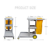 This Cleaning Cart 3-Shelf Commercial Janitorial Cart Plastic Housekeeping Cart with Bag for Restaurant Hotel Home Gray