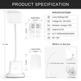 Vicsoon Desk Lamp with Wireless Charger - LED Desk Lamps for Home Office with Pen Holder, 800LM, 3 Color Modes, Flexible Arm, Eye-Caring White Table Lamps for Home College Dorm Room Christmas Gifts