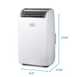BLACK+DECKER Portable Air Conditioner with Heat, 14,000 BTU with 12,000 BTU Heating for Rooms Up To 700 Sq. Ft., Portable AC with Follow Me Remote Control, BPT10HWTB, White