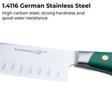 linoroso Santoku Knife 7 inch Meat Kitchen Chef Knife with Premium Gift Box, Vegetables Knives High Carbon Stainless Steel Sharp Knife with Ergonomic Green Handle, Christmas Gifts for Women and Men