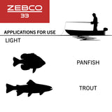 Zebco 33 Micro Spincast Fishing Reel, Size 10 Reel, Changeable Right- or Left-Hand Retrieve, Built-In Bite Alert, Durable All-Metal Gears, Pre-Spooled with 4-Pound Zebco Cajun Line, Silver/Black